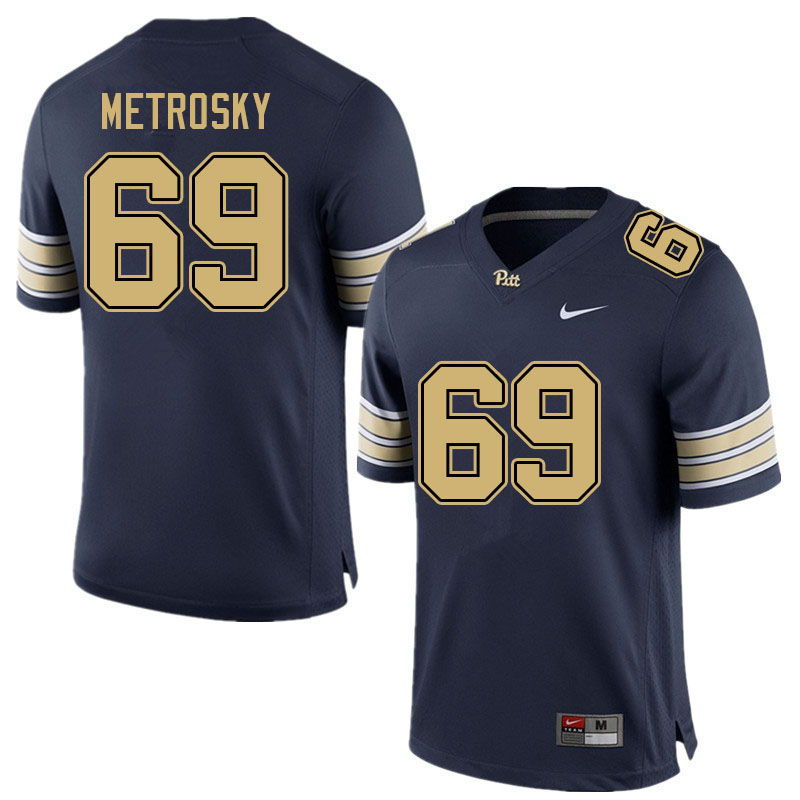 Men #69 Matt Metrosky Pitt Panthers College Football Jerseys Sale-Navy